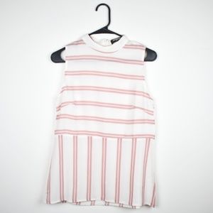 ASOS Fashion Union Mock Neck Striped Blush Blouse